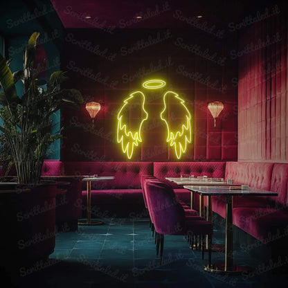 insegne neon ali colore giallo
