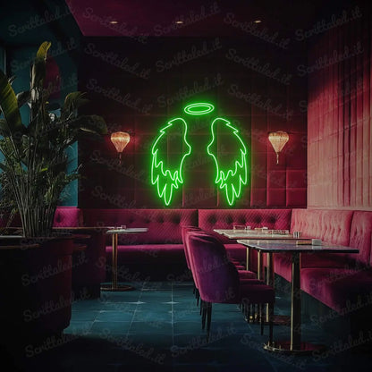 insegne neon ali colore verde