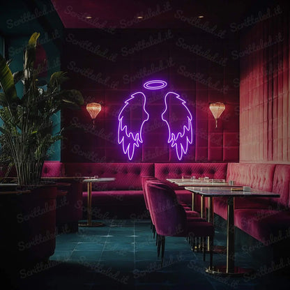insegne neon ali colore viola