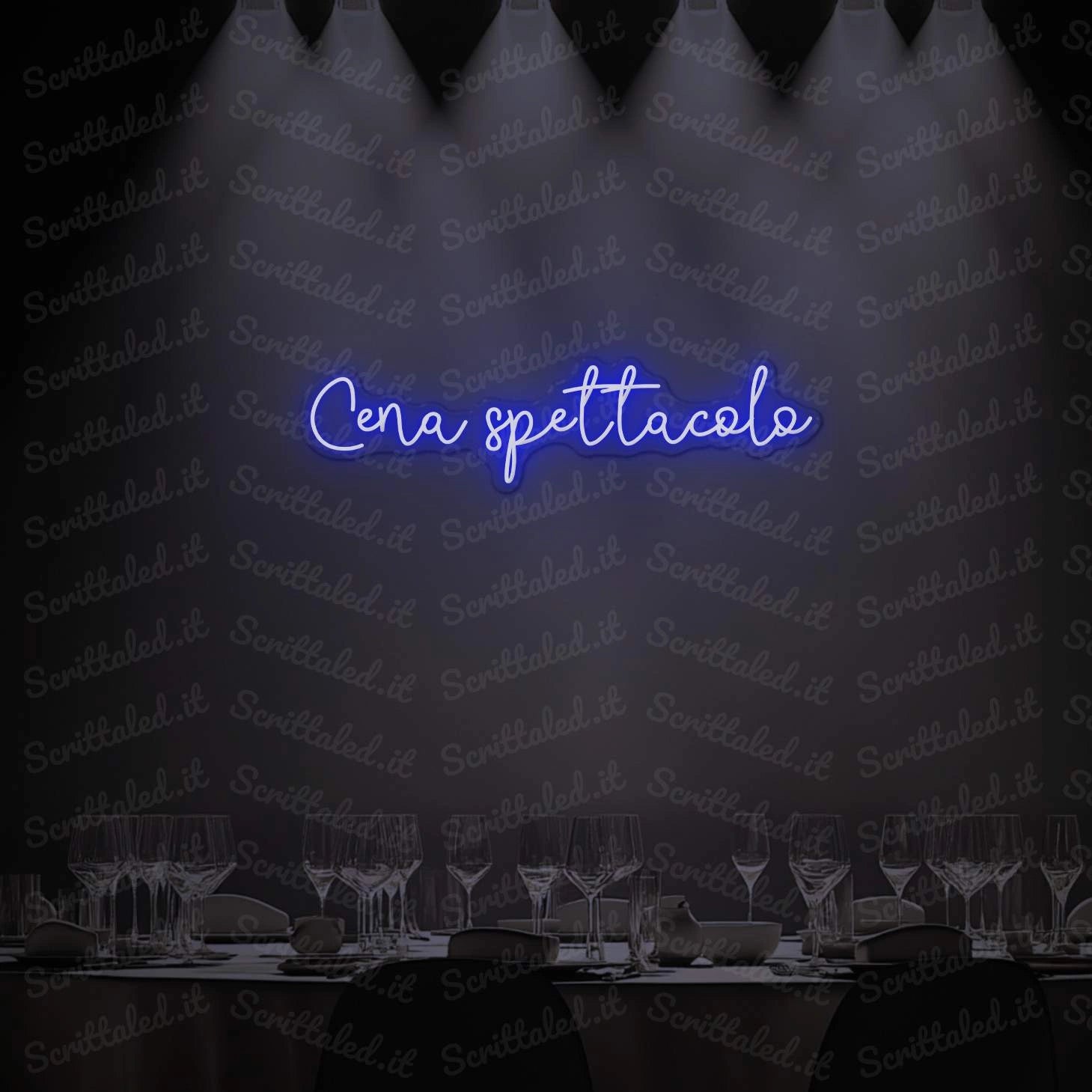 scritta led cena spettacolo colore blu