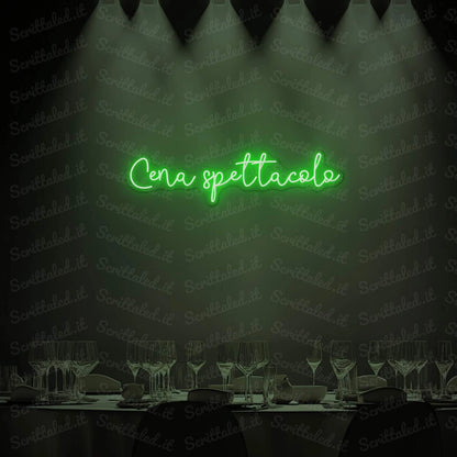 scritta led cena spettacolo colore verde