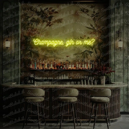 scritta led champagne gin or me colore giallo