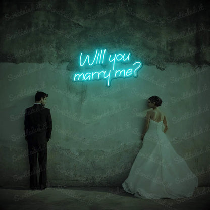 scritta led will you marry me colore azzurro