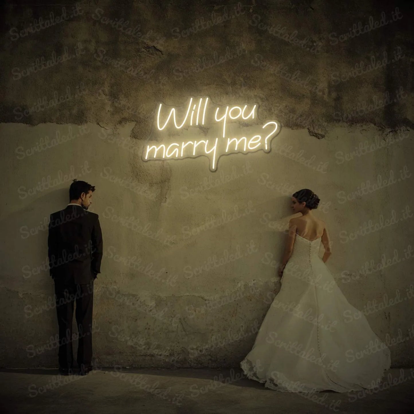 scritta led will you marry me colore bianco caldo