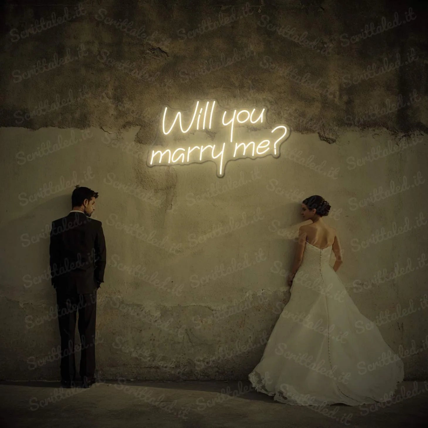 scritta led will you marry me colore bianco caldo