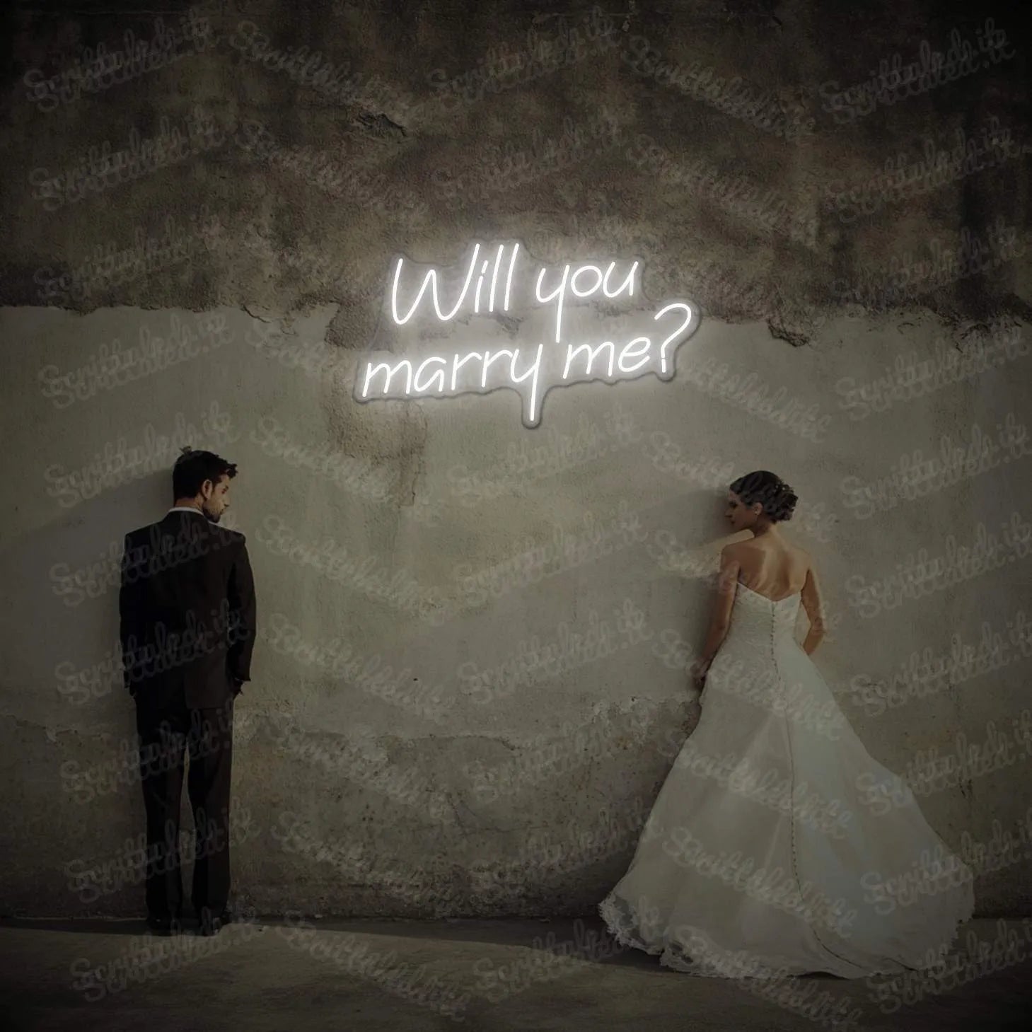 scritta led will you marry me colore bianco freddo