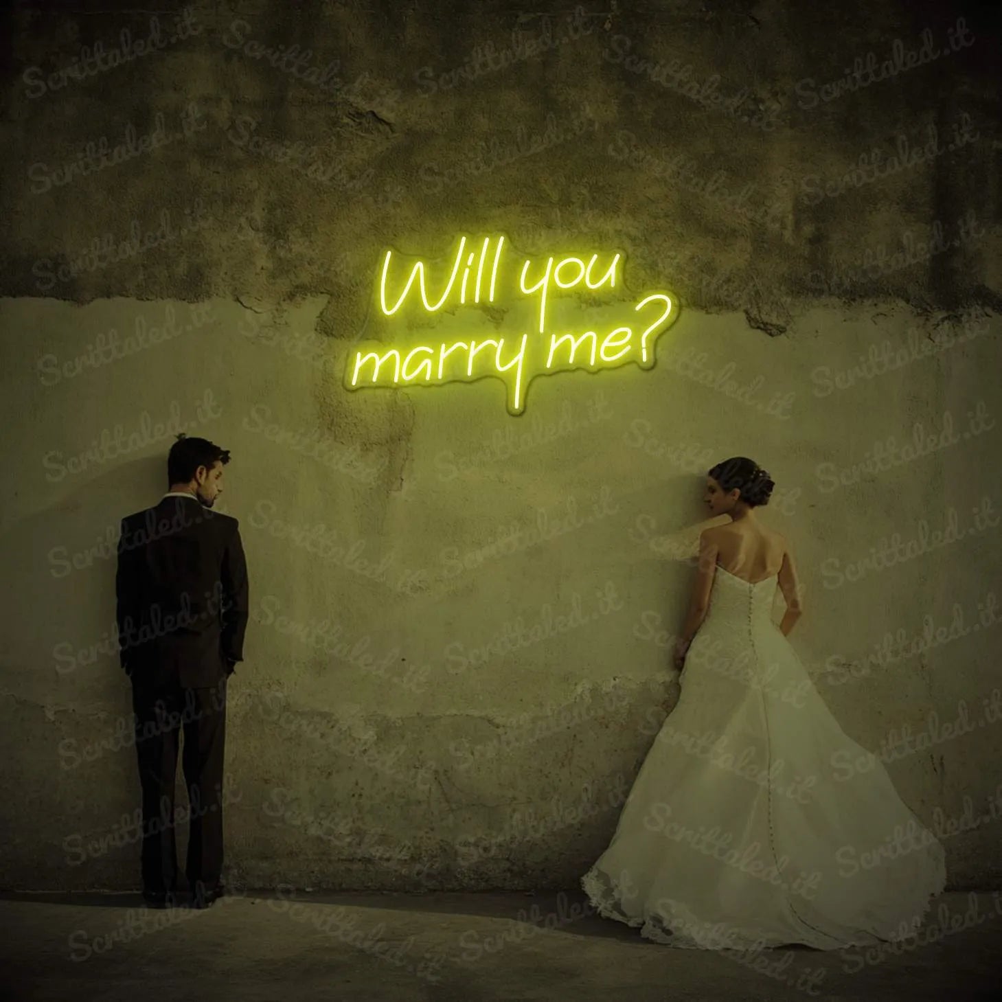scritta led will you marry me colore giallo