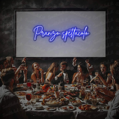 scritta led pranzo spettacolo colore blu