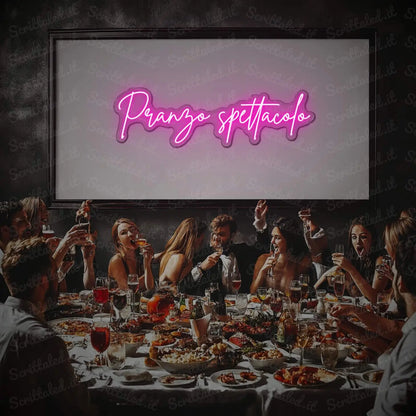 scritta led pranzo spettacolo colore rosa
