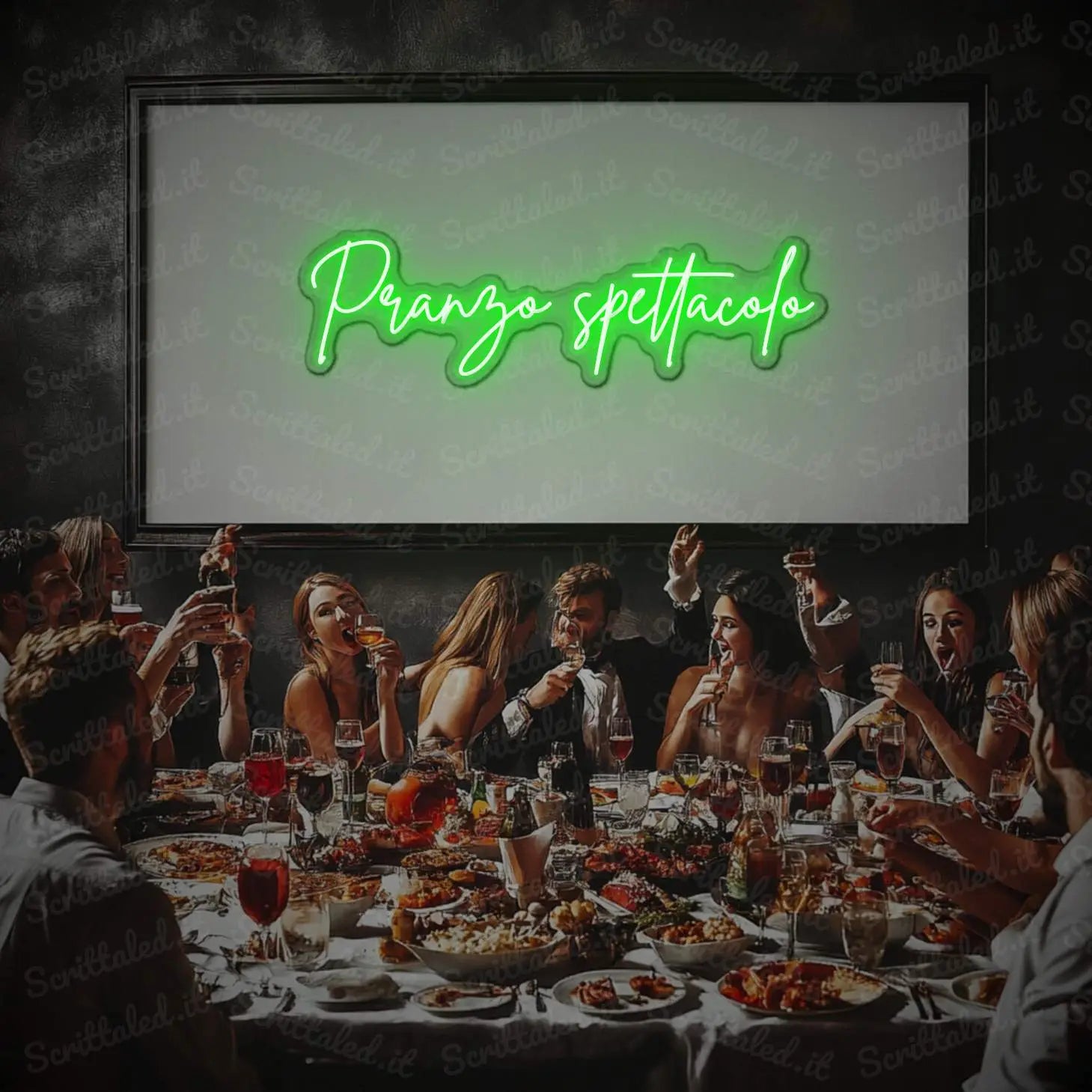 scritta led pranzo spettacolo colore verde